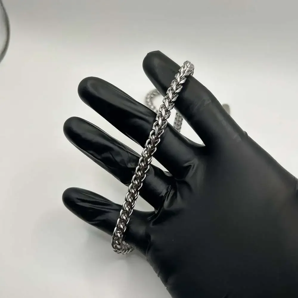 Silver Franco Chain Necklace 6.5mm 20 Inch New Waterproof Real Hyperallergenic